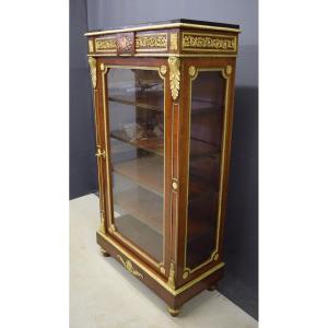 Louis XVI Style Display Cabinet In Marquetry And Gilded Bronze