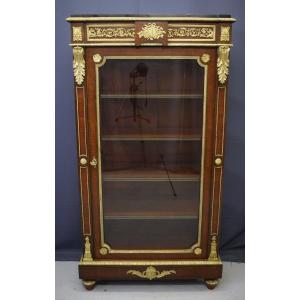 Louis XVI Style Display Cabinet In Marquetry And Gilded Bronzes