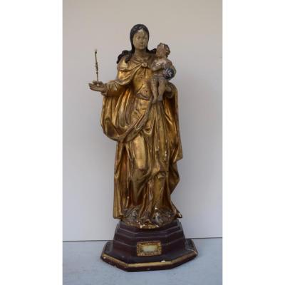 Vierge A L Enfant XVIII eme en bois