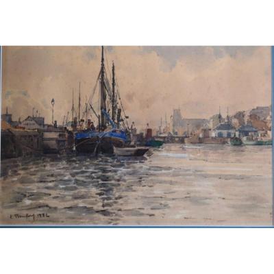 Watercolor Animated View Of Boats In A Port