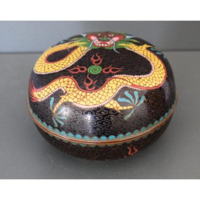 Boite Ronde En Emaux Cloisonnés Chine Fin XIX Eme