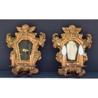 Paire d'Appliques De Style Baroque Italien