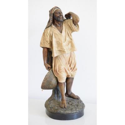 Orientalist Terracotta Sculpture By Joseph Leguluche