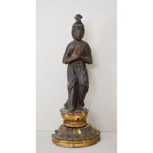 Lacquered Wood Kannon Bosatsu Statue