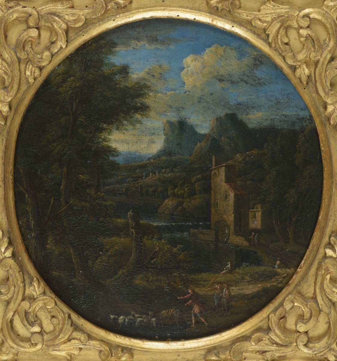 Domenico De Marchis Detto Il Tempestino (act 1651 - 1700) - Paire De Paysages