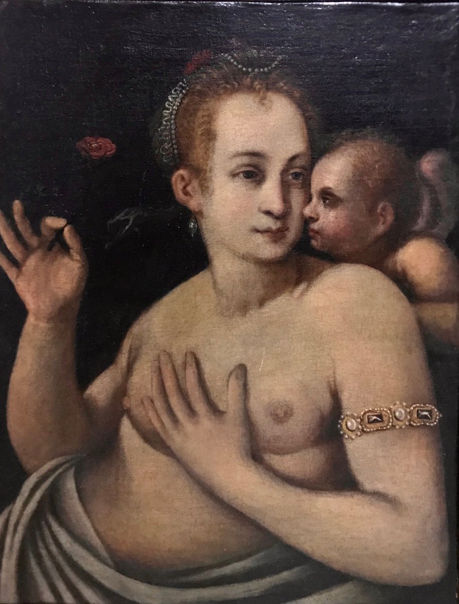 XVI Century Fontainebleau School, Venus And Cupid