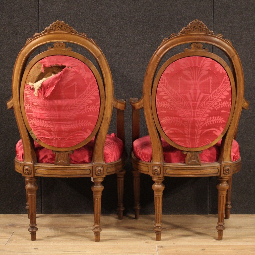 Pair Of Walnut Armchairs From 19th Century -photo-1