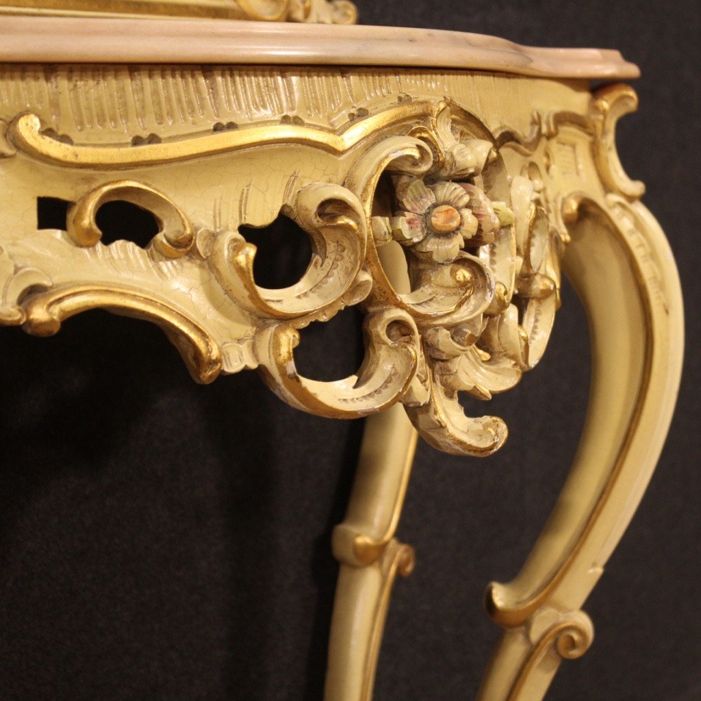 Grande Console Laquée Avec Miroir De Style Louis XV-photo-3