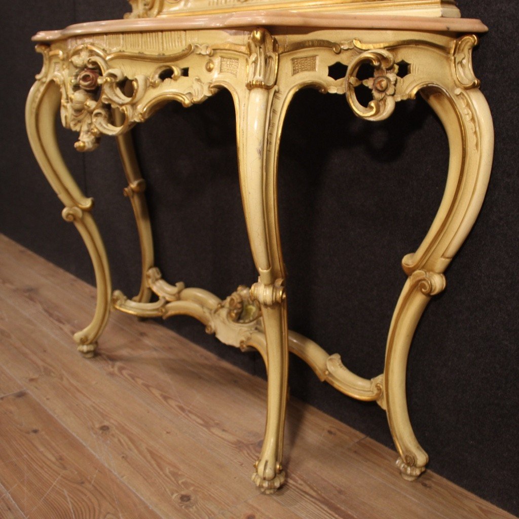 Grande Console Laquée Avec Miroir De Style Louis XV-photo-4