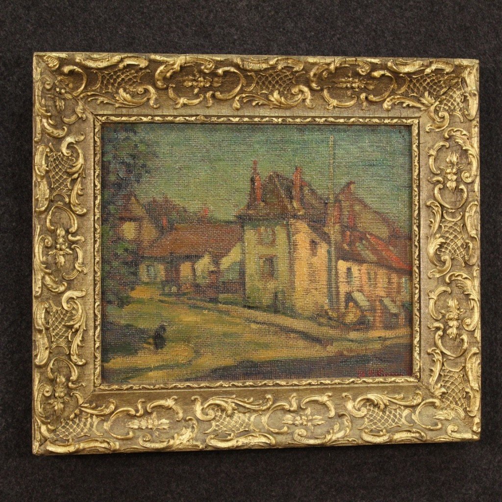 Landscape Signed Painting From 1950s-photo-3