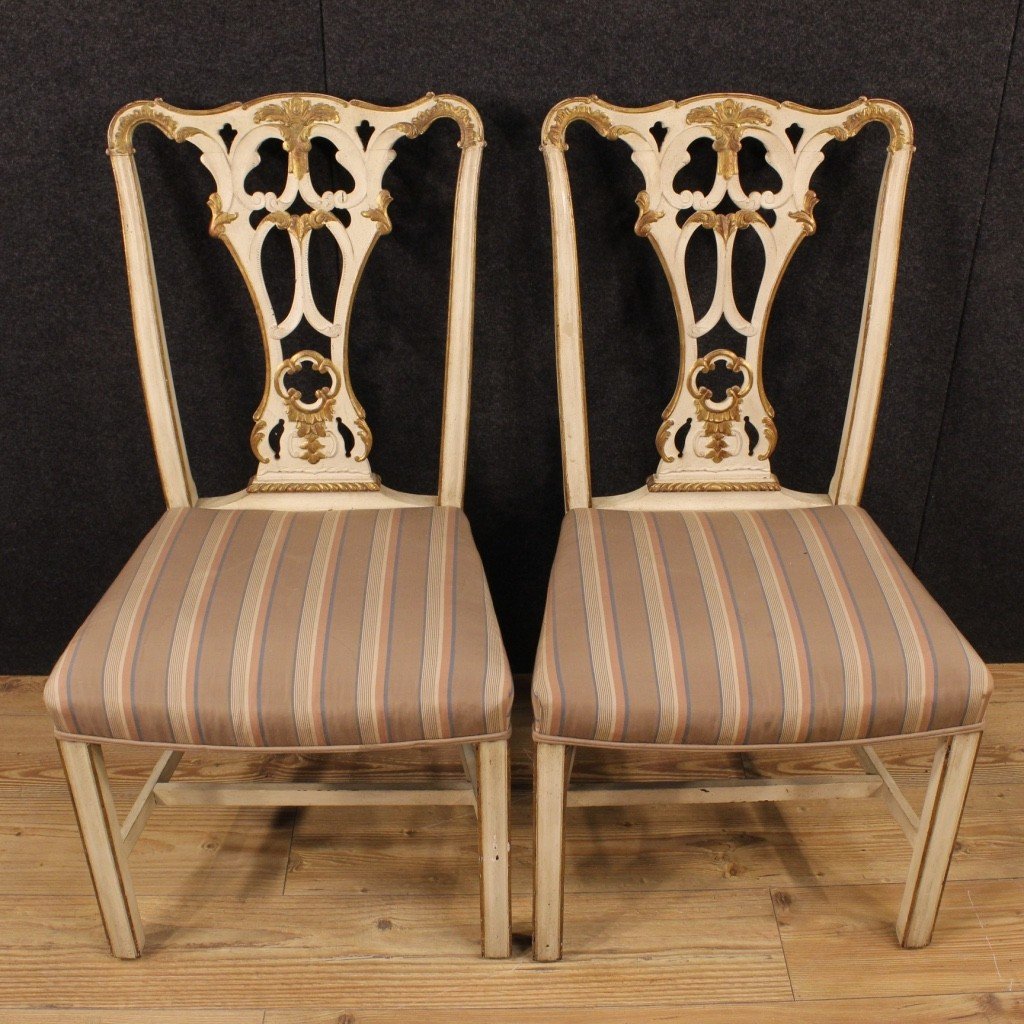 Pair Of Lacquered And Gilded Italian Chairs -photo-3