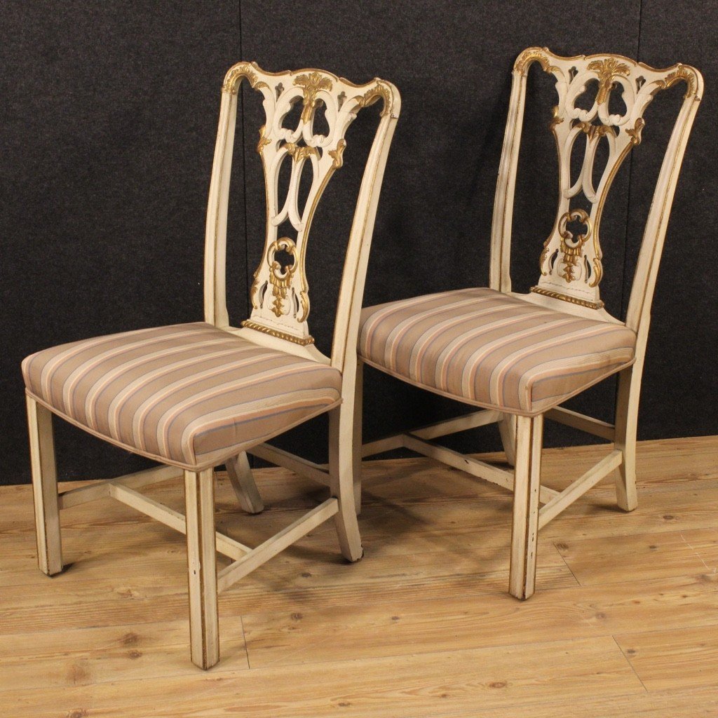 Pair Of Lacquered And Gilded Italian Chairs -photo-5