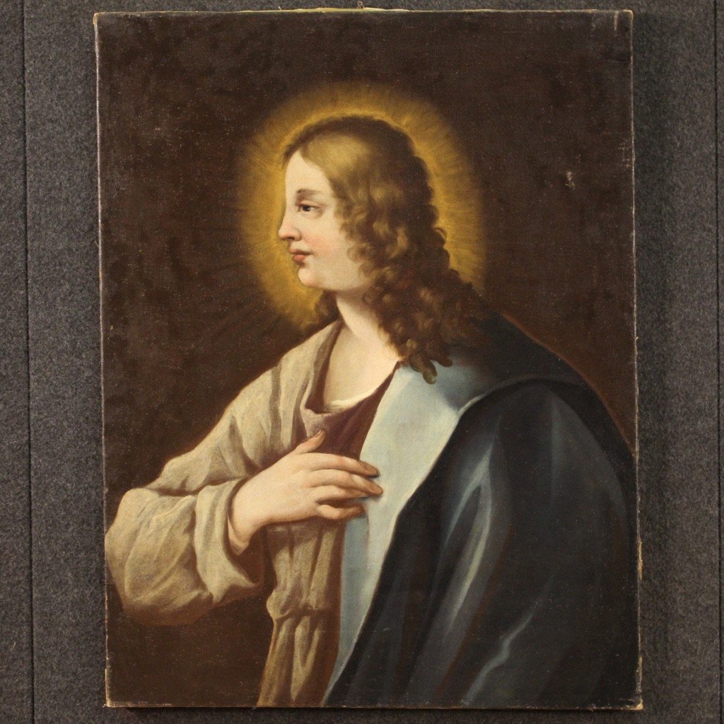 Antique Religious Painting Saint From The 18th Century-photo-3