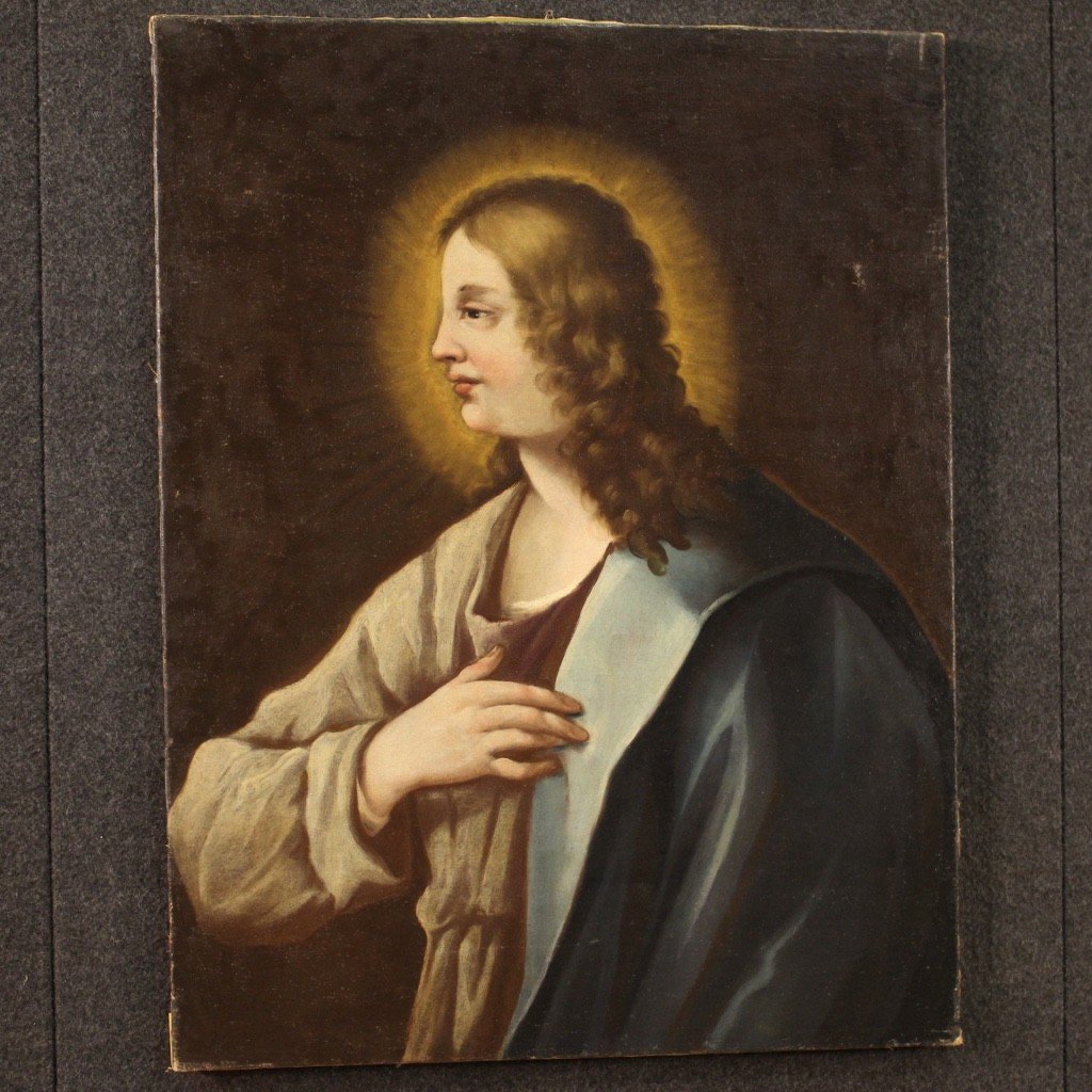 Antique Religious Painting Saint From The 18th Century-photo-6