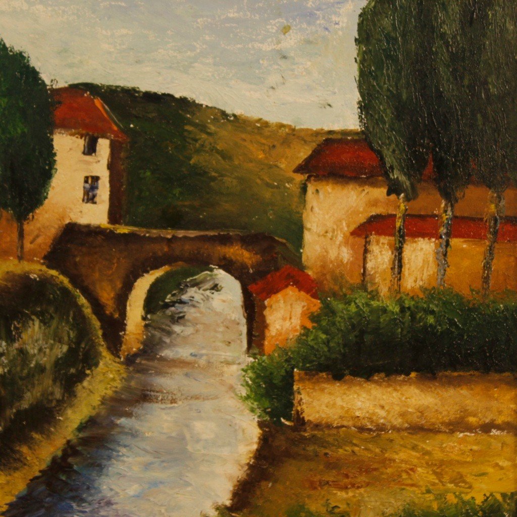 Italian Signed Landscape Painting From 20th Century