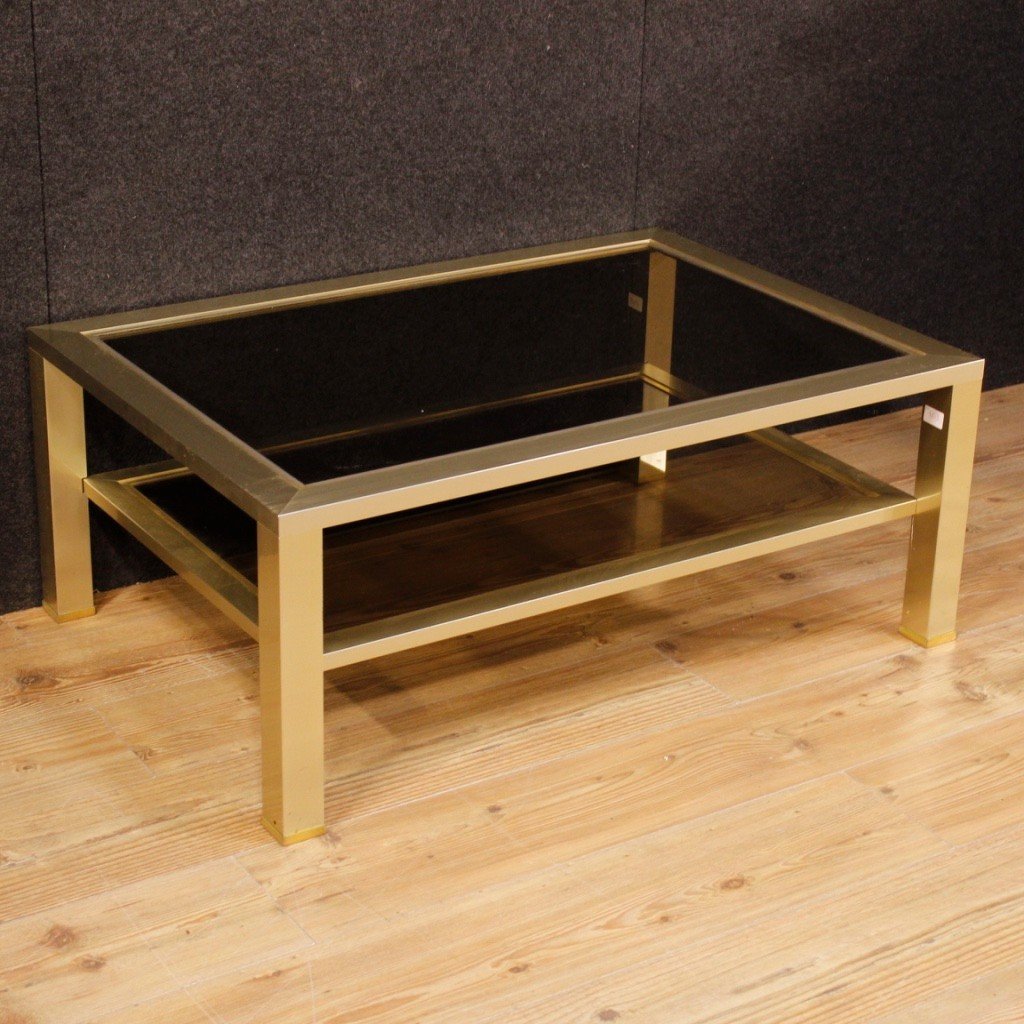 French Design Coffee Table In Metal And Glass