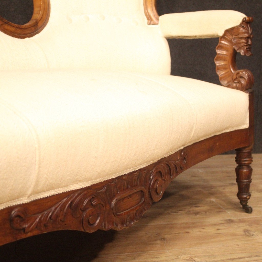 Italian Sofa In Walnut From 19th Century-photo-3