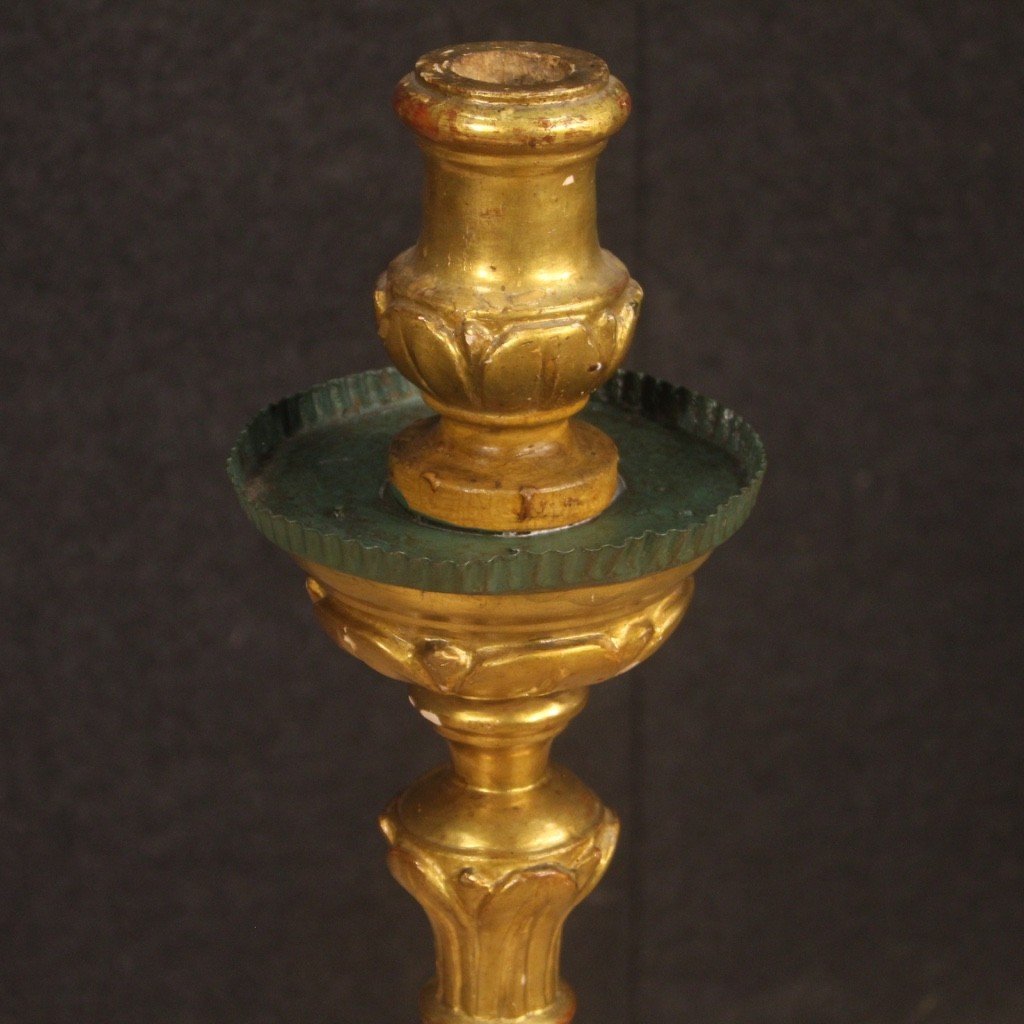 Lacquered And Gilded Torch Holder From 19th Century-photo-4