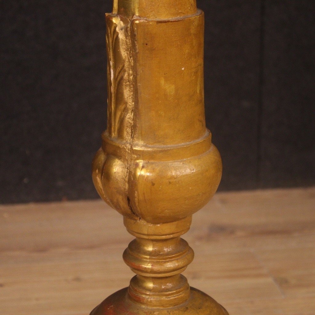 Lacquered And Gilded Torch Holder From 19th Century-photo-2