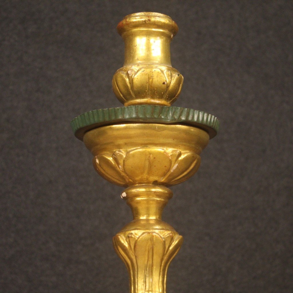 Lacquered And Gilded Torch Holder From 19th Century-photo-3