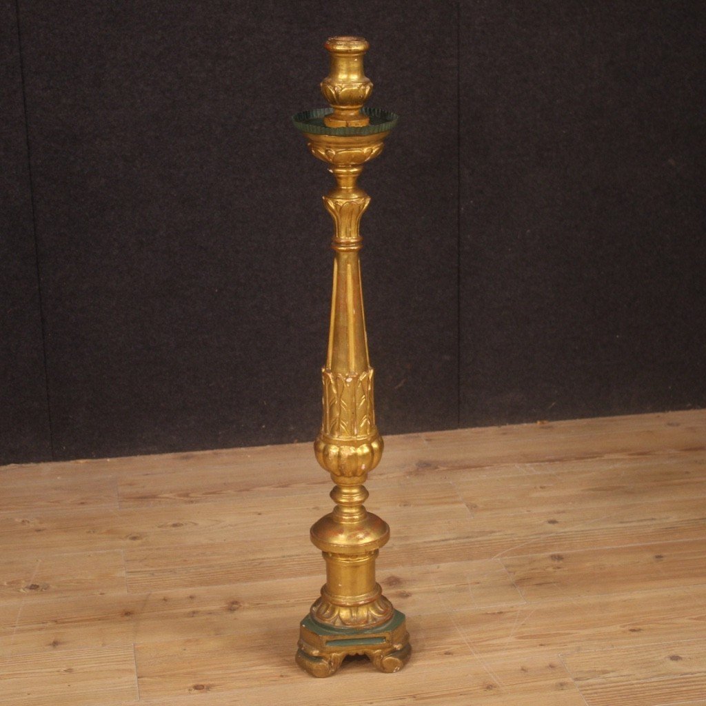 Lacquered And Gilded Torch Holder From 19th Century