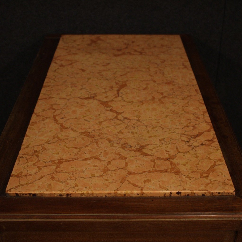 Italian Inlaid Table With Marble Top From 20th Century-photo-4