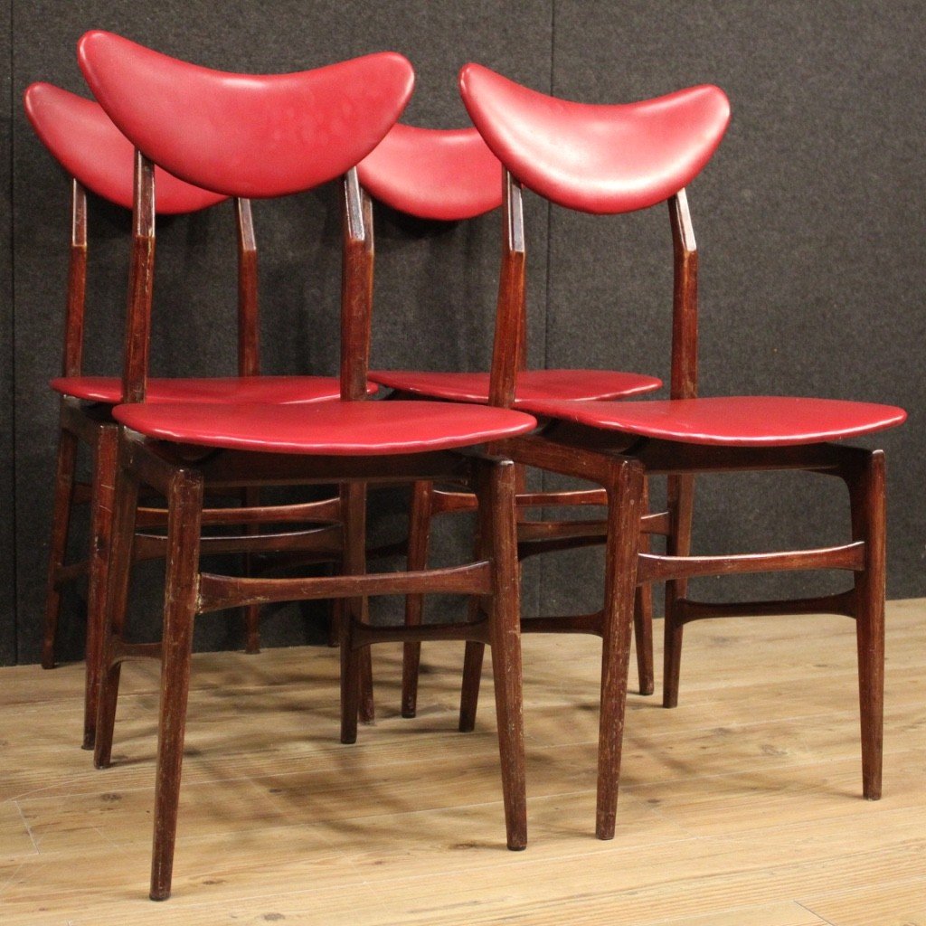 4 Italian Design Chairs In Faux Leather From The 70s-photo-2