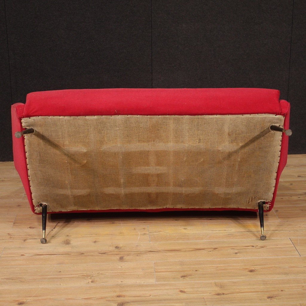 Italian Sofa In Red Velvet From The 60s-photo-1