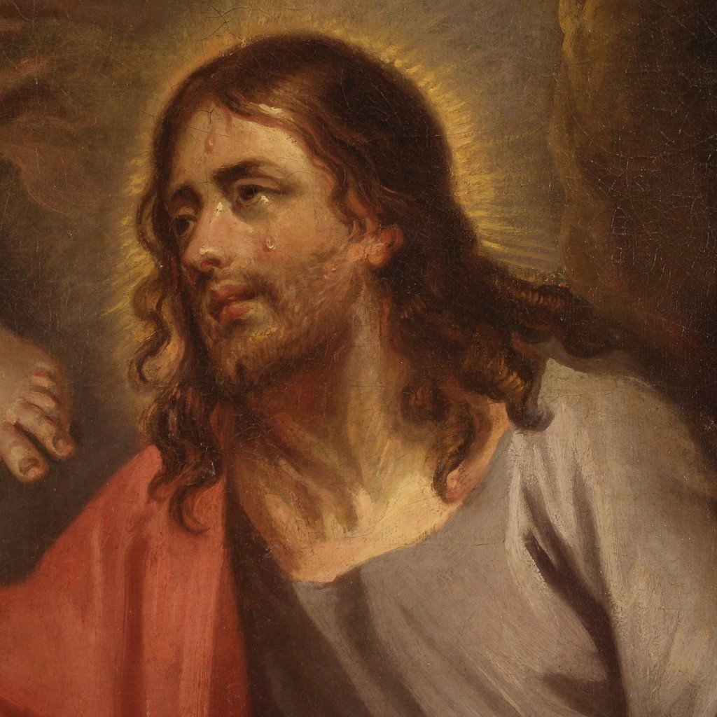 Grande Peinture Italienne Du 18ème Siècle, Le Christ Au Jardin Des Oliviers-photo-3