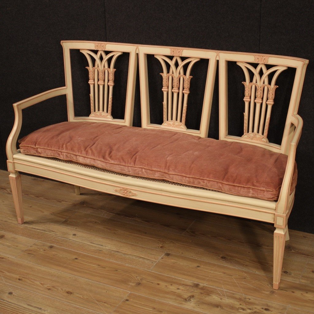 Sofa In Lacquered Wood In Louis XVI Style-photo-2