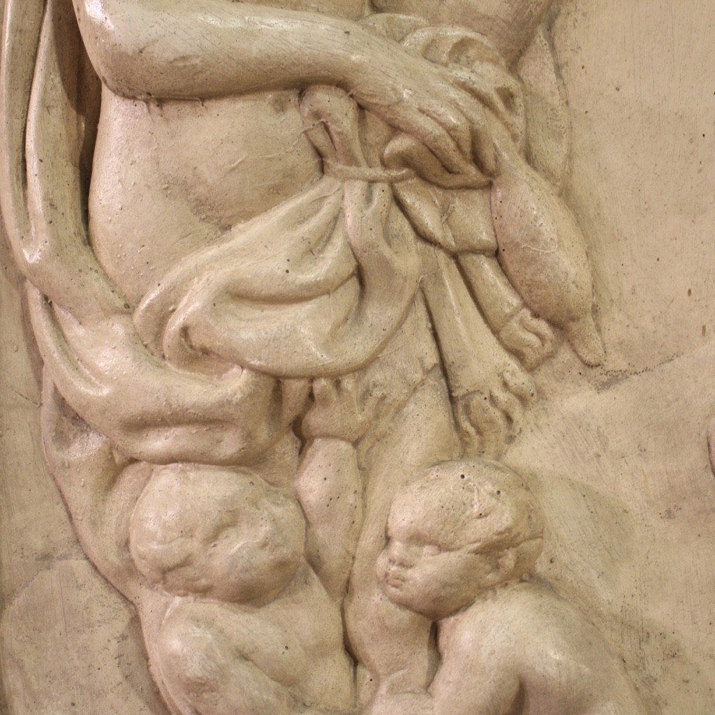 Italian Bas-relief In Plaster, Adam And Eve At Work-photo-8