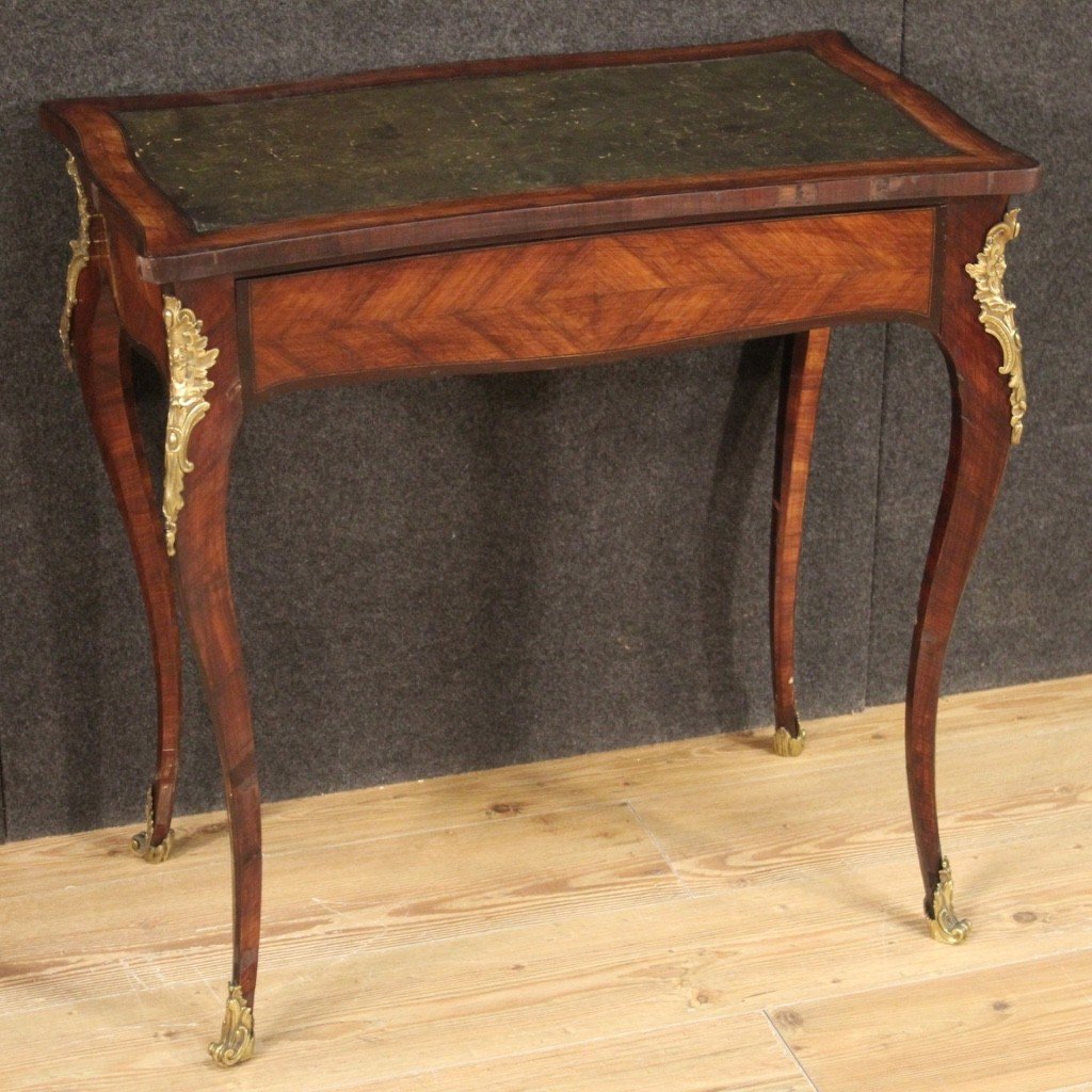 French Writing Desk In Inlaid Wood From The 20th Century