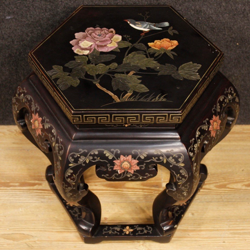 Lacquered And Painted Chinoiserie Side Table-photo-3