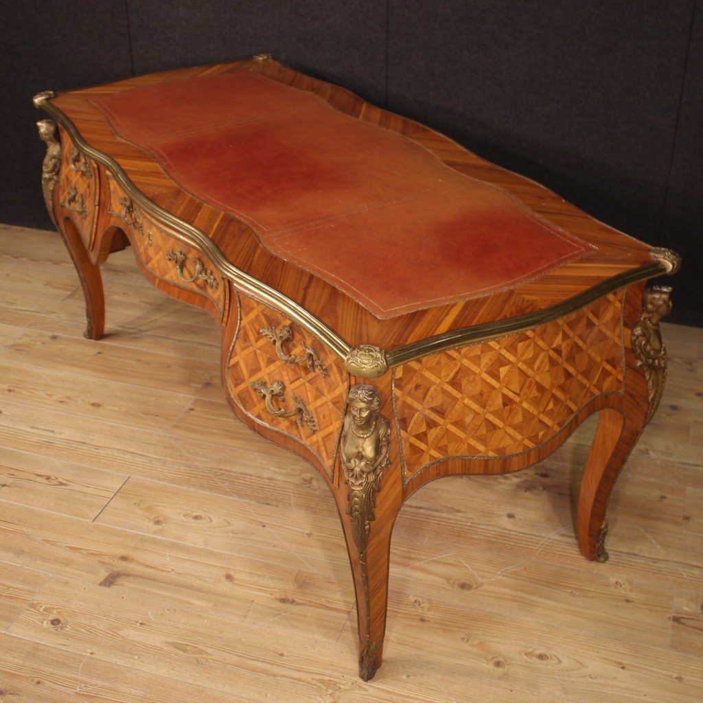 Great French Inlaid Writing Desk In Louis XV Style-photo-1