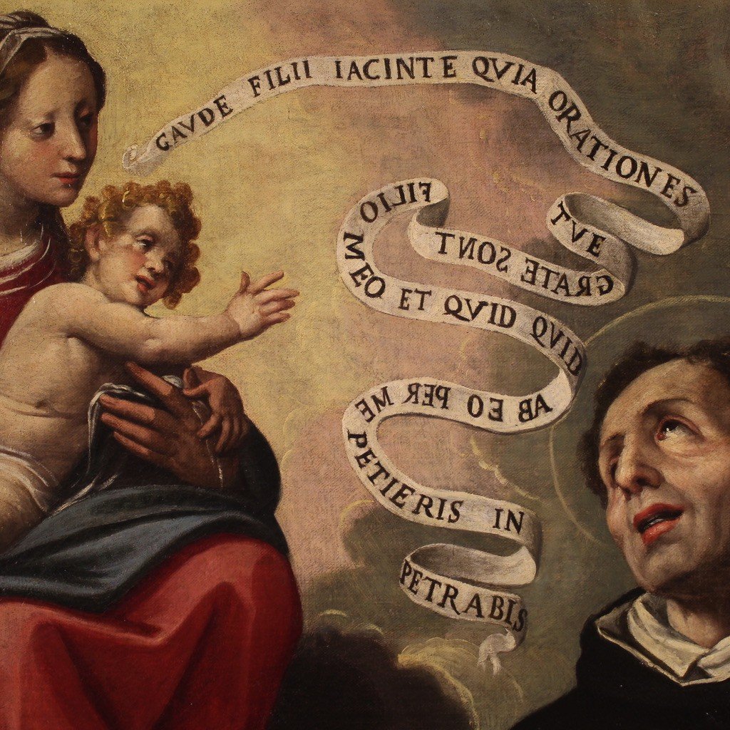 Italian Religious Painting From The 17th Century, Apparition Of The Virgin To Saint Hyacinth-photo-4