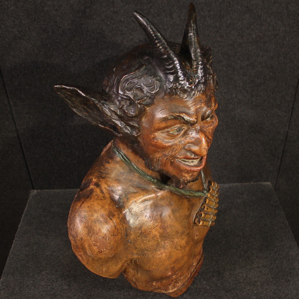 Great 19th Century Polychrome Terracotta Sculpture, The God Pan-photo-7