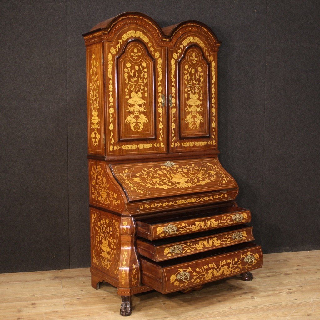 Dutch Trumeau In Inlaid Wood From The 20th Century-photo-3