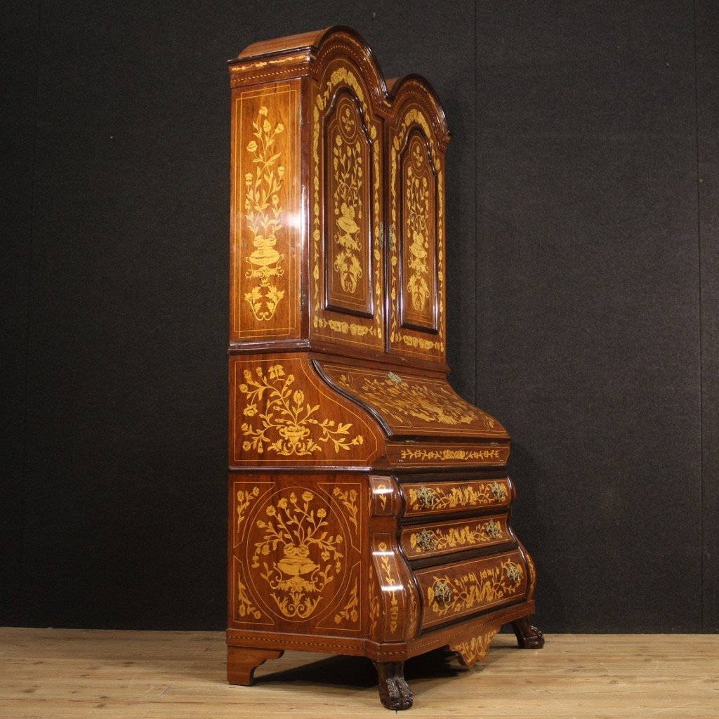 Dutch Trumeau In Inlaid Wood From The 20th Century-photo-4