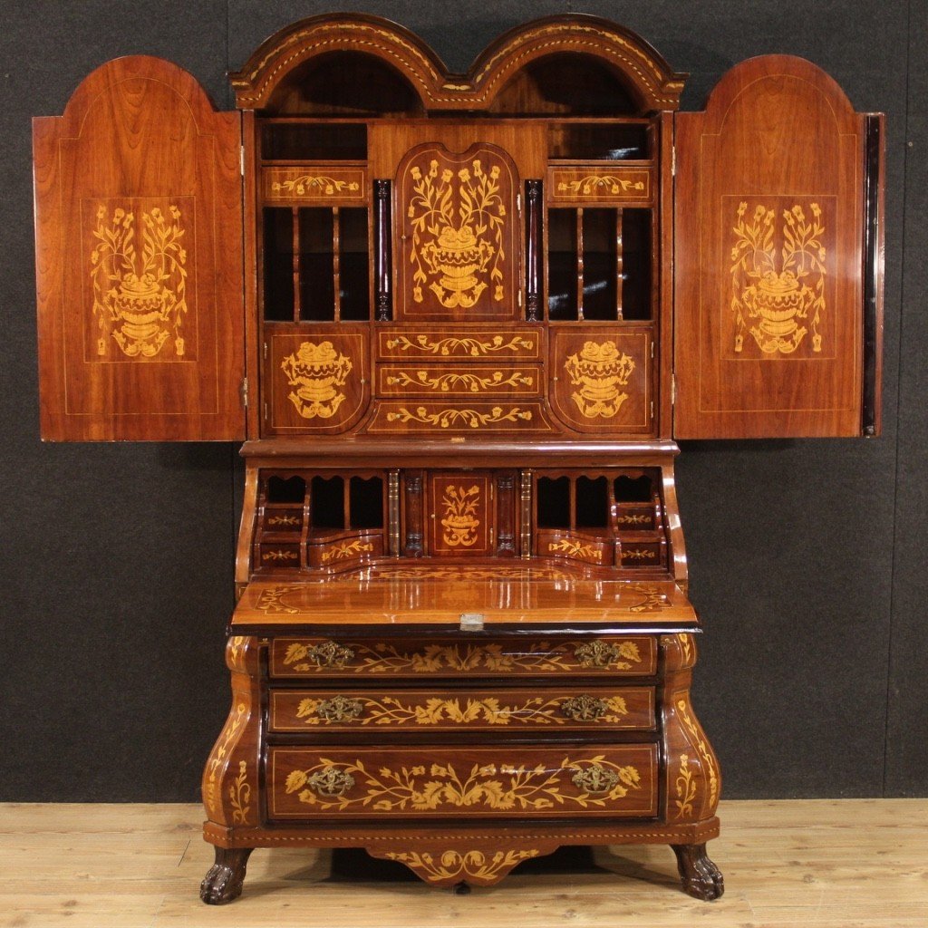 Dutch Trumeau In Inlaid Wood From The 20th Century-photo-6