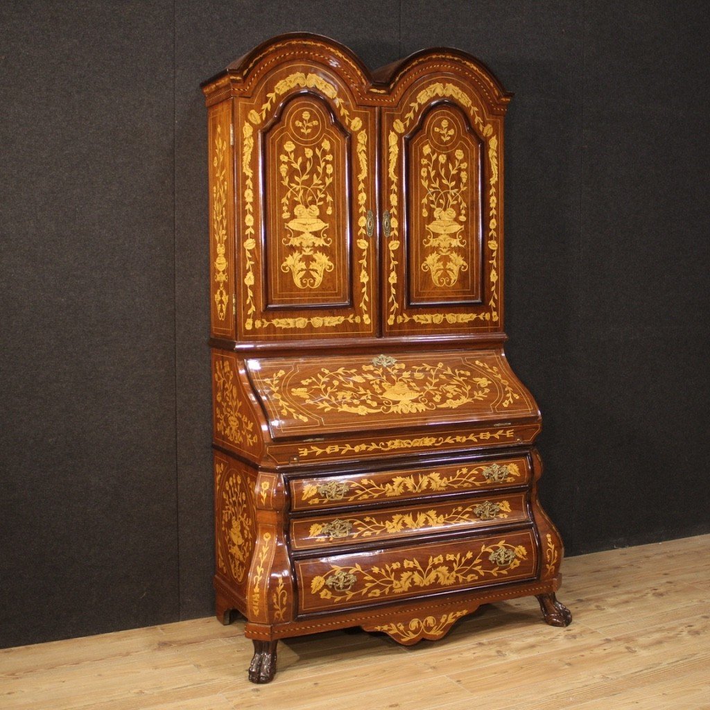 Dutch Trumeau In Inlaid Wood From The 20th Century