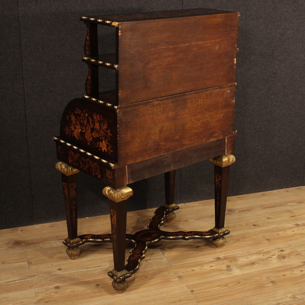 Roll-top Desk In Inlaid Wood In Napoleon III Style-photo-1