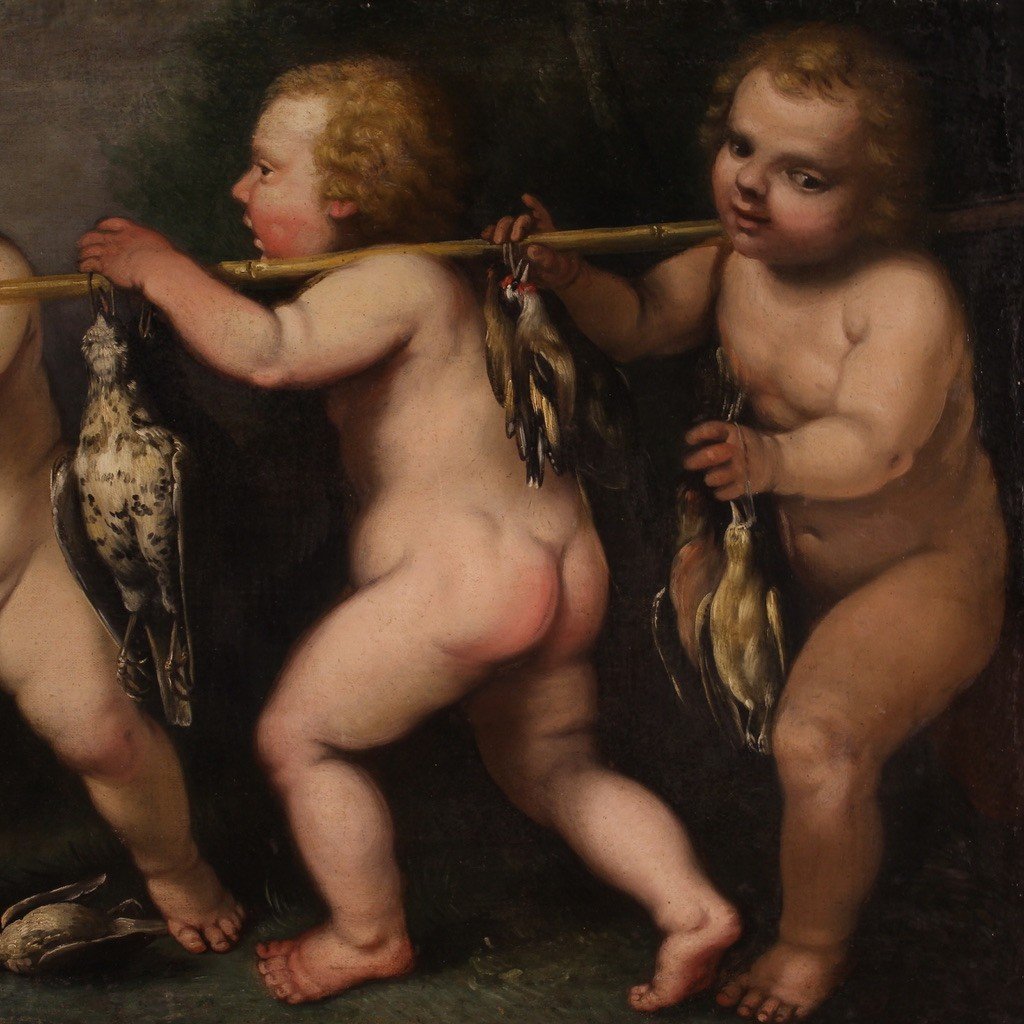 17th Century Rudolphine School Painting, Cherub Games-photo-1