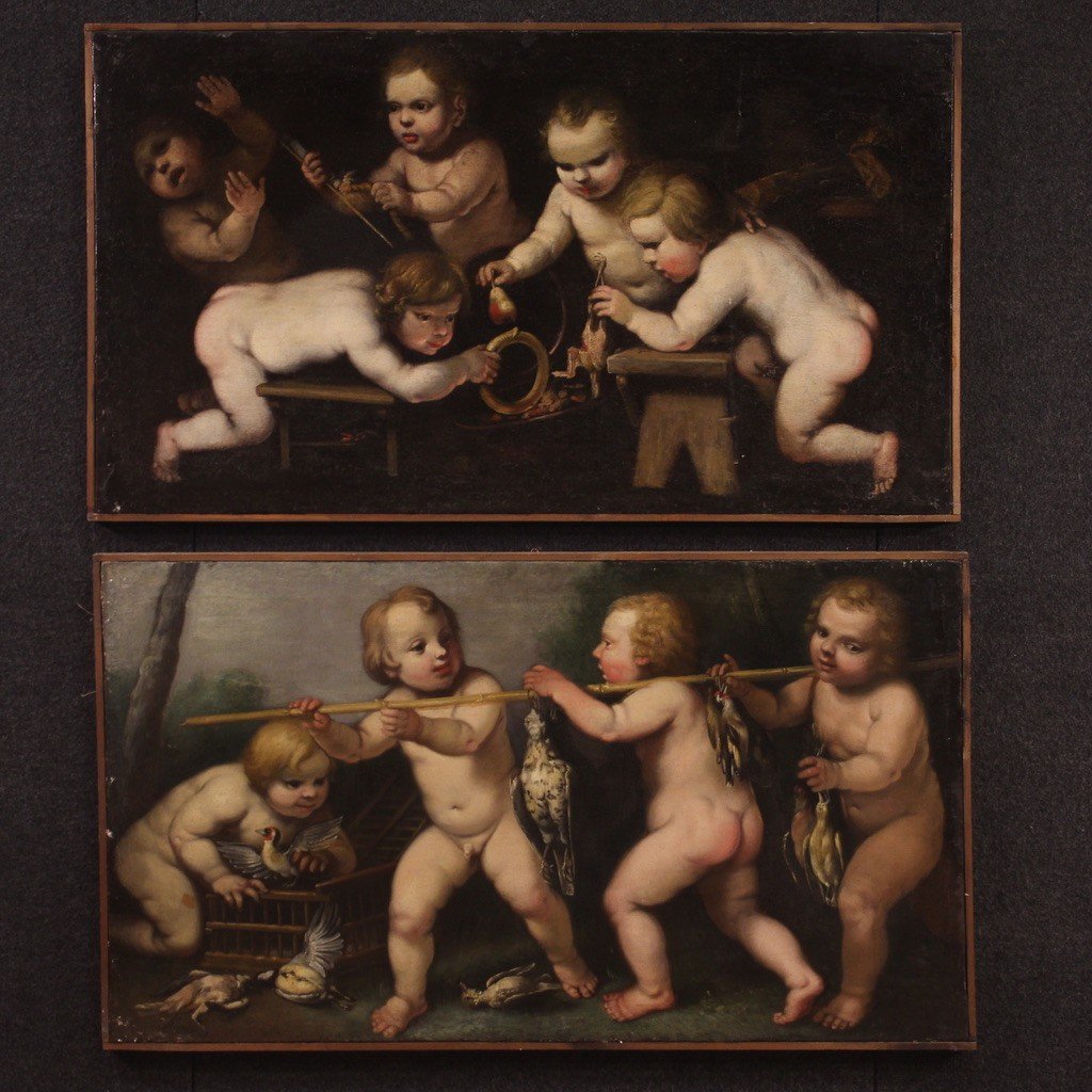 17th Century Rudolphine School Painting, Cherub Games-photo-4