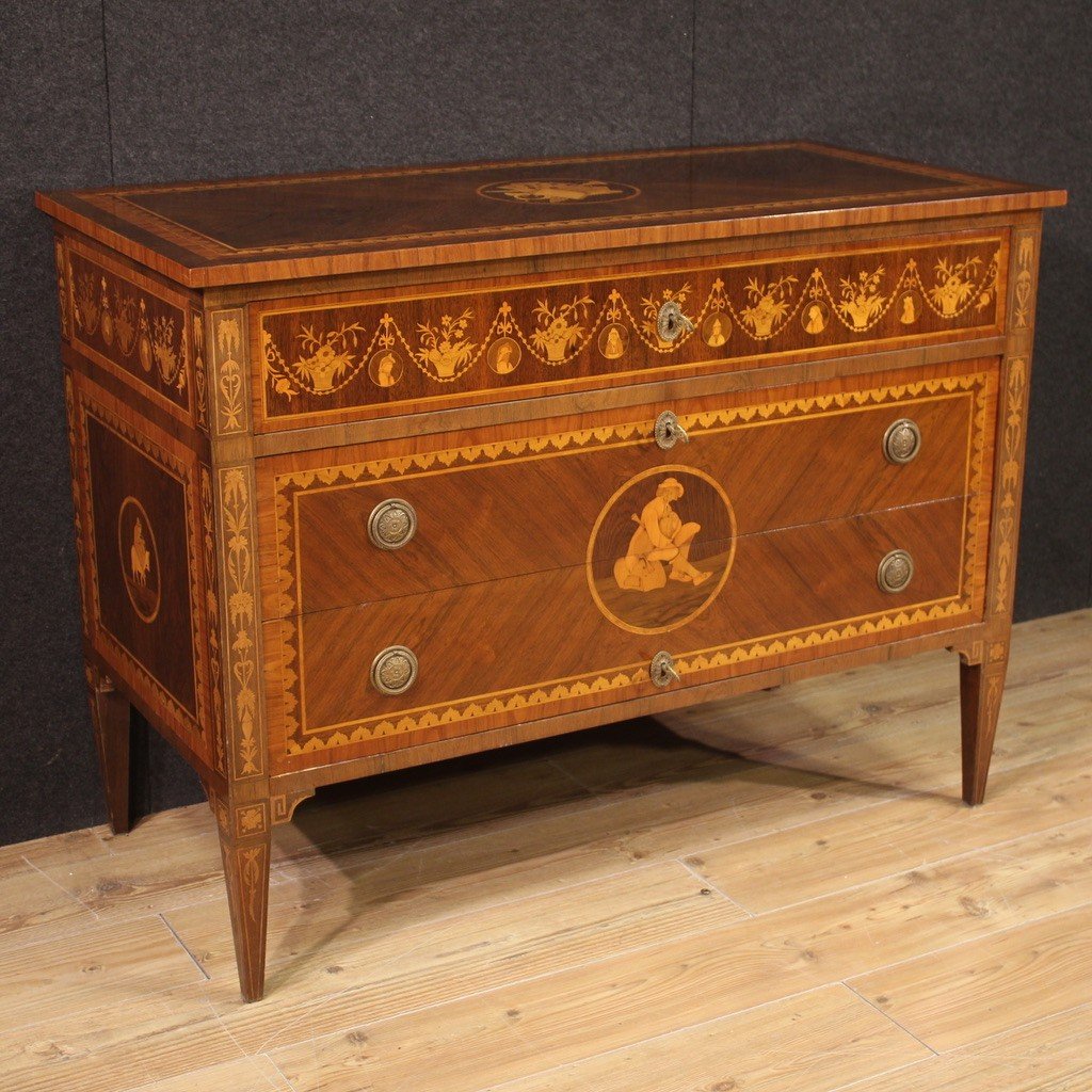 20th Century Inlaid Chest Of Drawers In Louis XVI Style