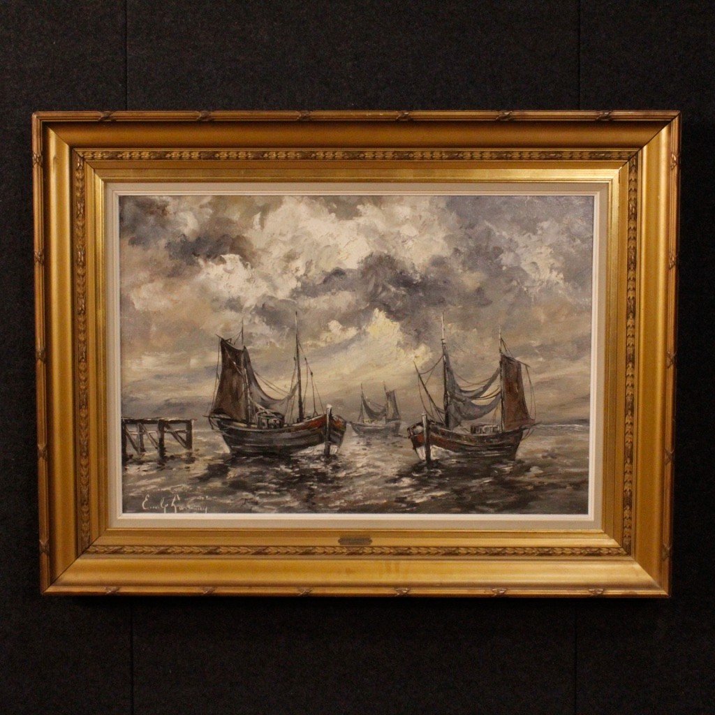 Great Seascape From The 20th Century Signed Emile Lammers-photo-2