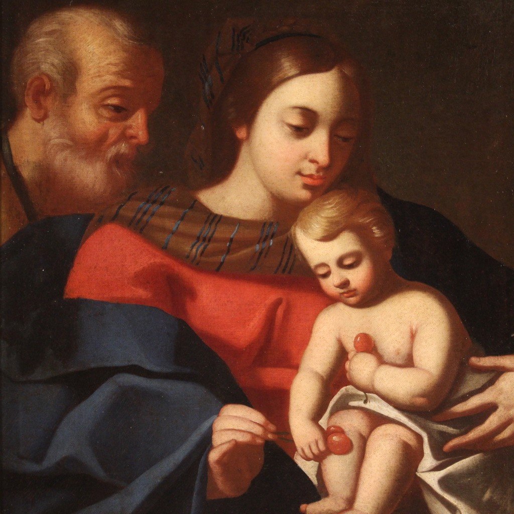 18th Century Religious Italian Painting, Holy Family-photo-3