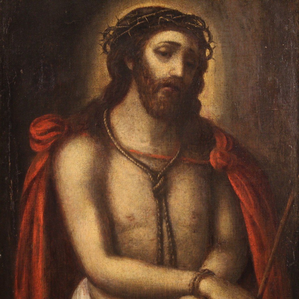 Religious Painting From The 17th Century, Christ Ecce Homo-photo-3