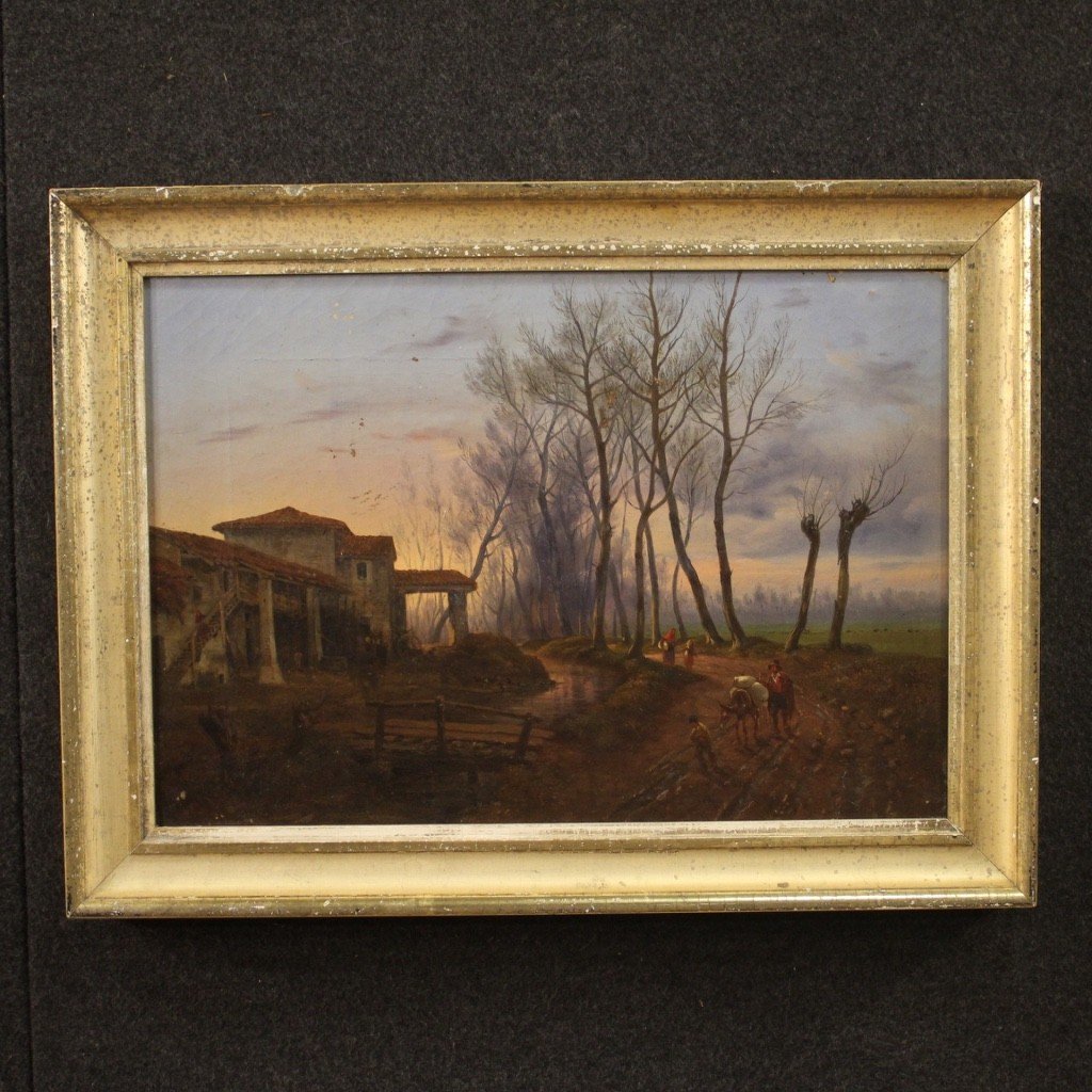 Tableau Ancien Français De Paysage Du 19ème Siècle-photo-2