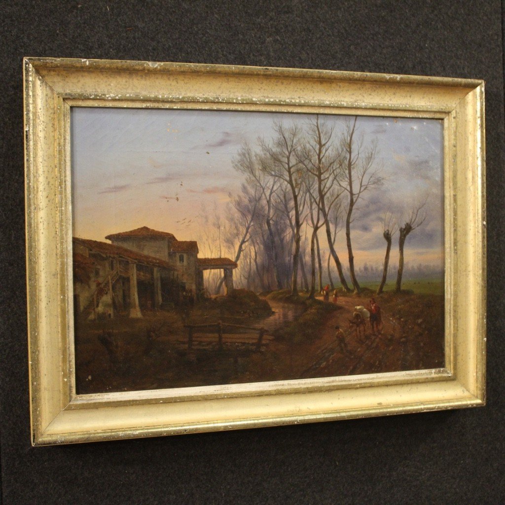 Tableau Ancien Français De Paysage Du 19ème Siècle-photo-7