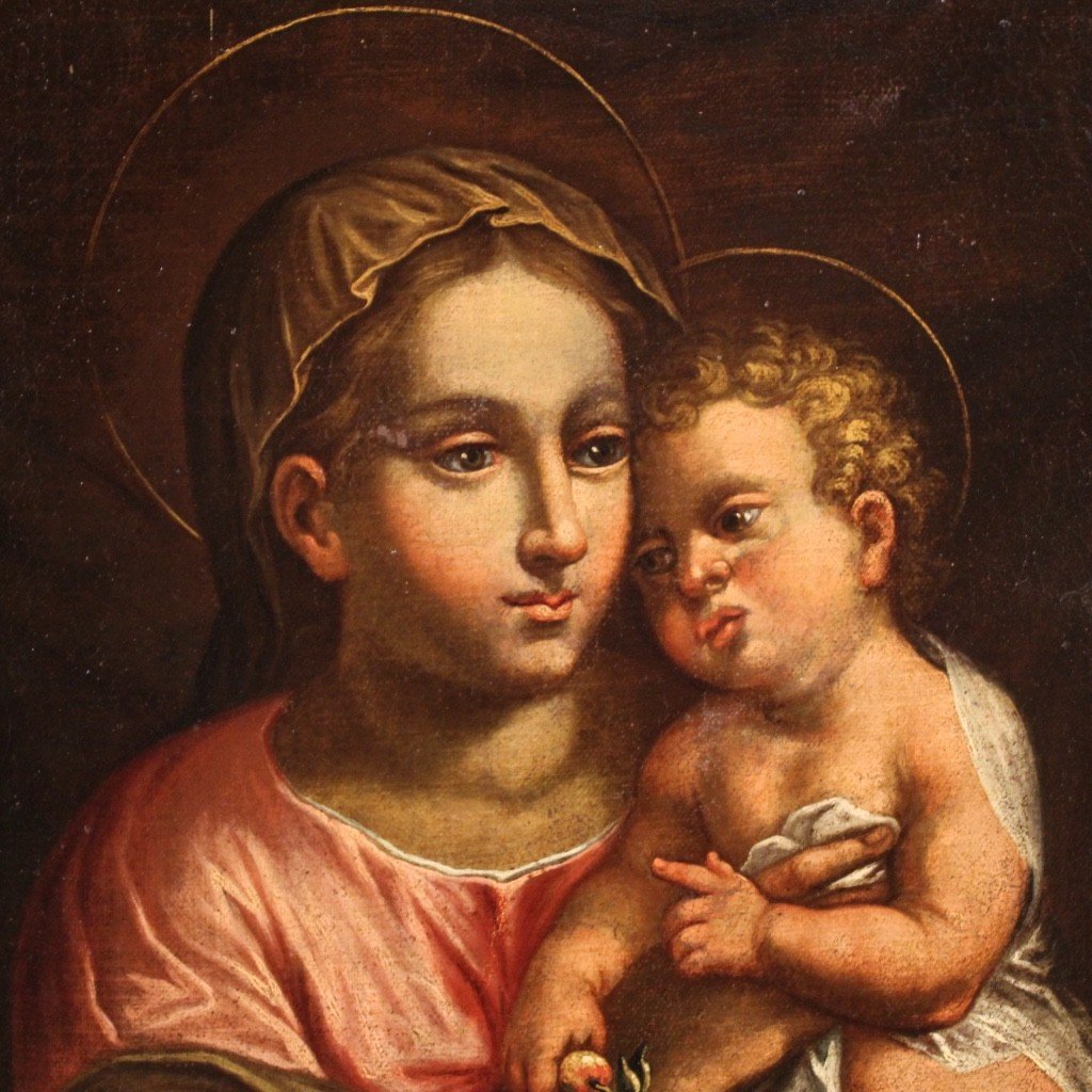 Religious Painting Virgin With Child From 17th Century-photo-1